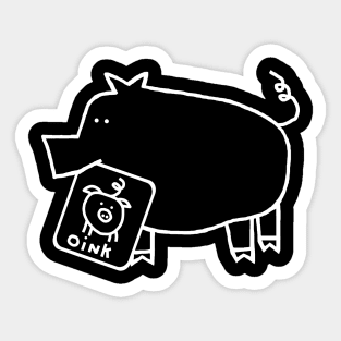 Minimal White Line Cute Pig Self Portrait Sticker